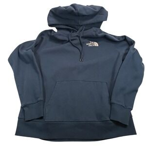 The North Face Womens Pullover Hoodie Navy Blue Logo Never Stop Exploring Size L